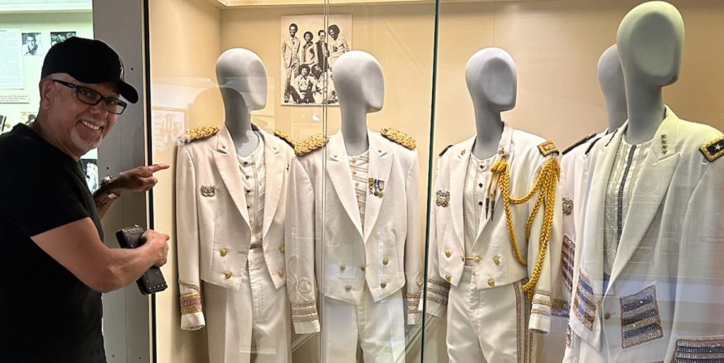 J.D. Nicholas of The Commodores shows off Ian Carter Designed-Nightshift costumes house at Alabama Music Hall of Fame